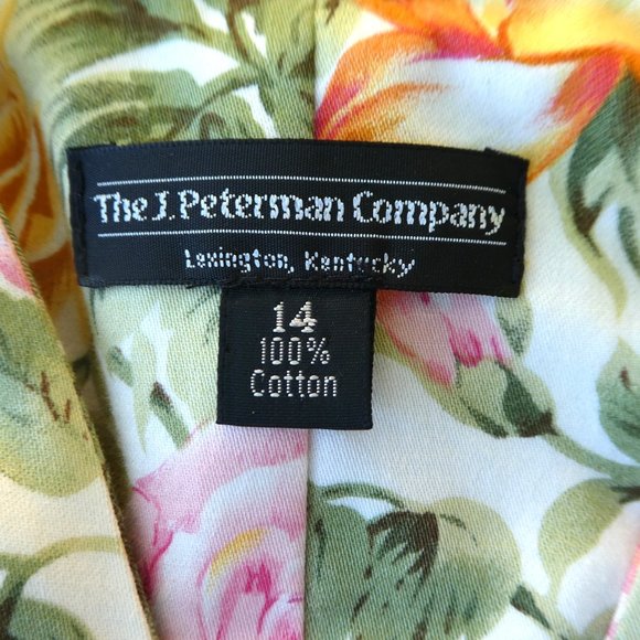 Vintage The J. Peterman Company Floral Maxi Dress Button Front Half Sleeves 14 - Picture 7 of 8